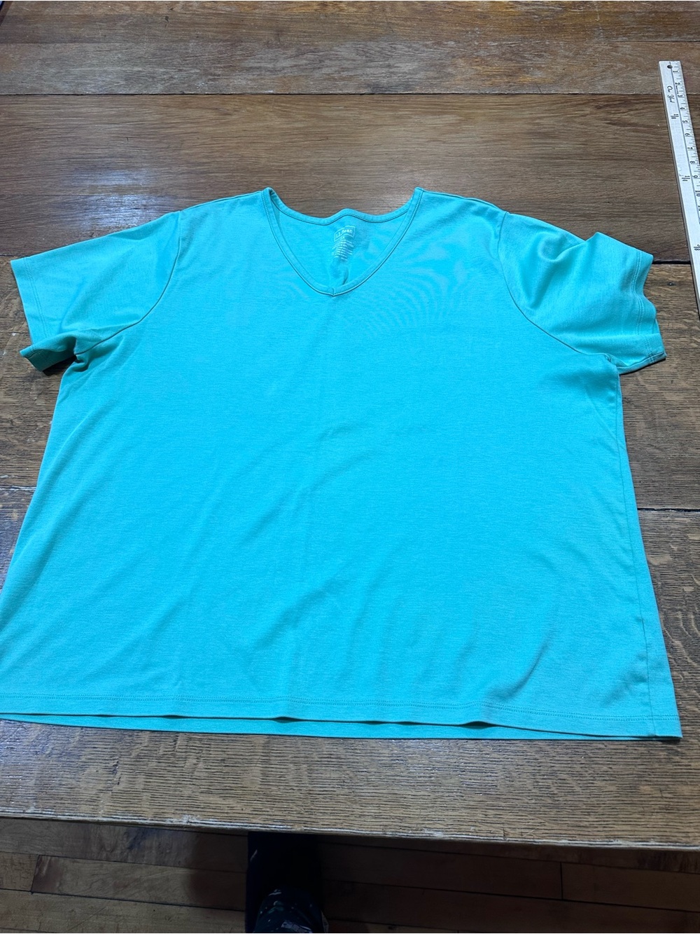 L.L. Bean womens V-Neck Short Sleeve Shirt - Aqua‎ Blue Sz 2X